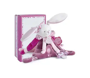 Doudou Darčeková sada - Hračka s úchytom na cumlík králiček 17 cm / od 0 rokov