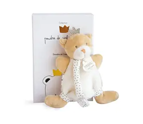 Doudou Darčeková sada - Hračka s úchytom na cumlík medvedík kráľ 15 cm / od 0 rokov