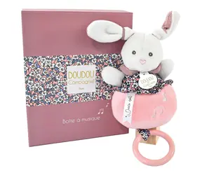 Doudou Darčeková sada - Plyšový zajačik hrajúci melódiu ružový 20 cm