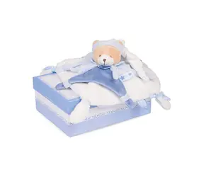 Doudou Darčeková sada - Plyšový medvedík muchláčik s čiapočkou