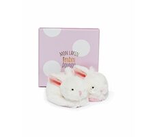 Doudou Darčeková sada - Sada topánočiek s hrkálkami králiček ružový 0-6 mesiacov