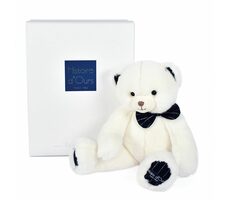 Doudou Histoire d´Ours Plyšový medvedík s tmavomodrým motýlikom 30 cm / od 0 rokov
