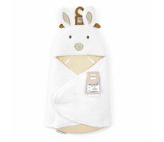 Doudou Plyšová biela dečka s kapucňou Happy Wild 70 cm / od 0 rokov