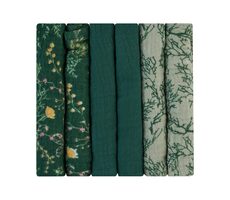 KikkaBoo Plienky mušelínovej 30x30 cm 6ks Secret Garden Green