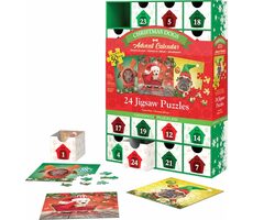 EUROGRAPHICS Puzzle Adventný kalendár: Vianoční psíci / 24x50 dielikov / od 6 rokov