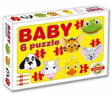 DOHÁNY Baby puzzle Zvieracie hlavičky 6v1 / 2-4 dieliky / od 2 rokov