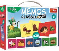 Trefl - Pexeso Classic&Plus - Zvieratká a ich domčeky 3v1 / 20 minút / 2-4 hráči / od 3 rokov