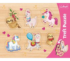 Trefl - Puzzle - Vkladačka: Jednorožce, lamy a leňochody / 37 x 29 cm / vek 3+