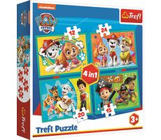 Trefl - Puzzle - Tlapková Patrola: Šťastný tím 4v1 / 12|15|20|24 dielikov / 28.5 x 20.5 cm / vek 3+