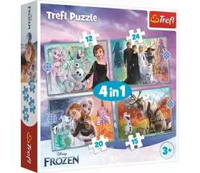 Trefl - Puzzle - Ľadové kráľovstvo: Úžasný svet 4v1 / 12|15|20|24 dielikov / 28.5 x 20.5 cm / vek 3+