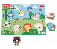 Trefl - Vkladačka - Drevená vkladačka Fisher Price: Divé zvieratká / vek 18 mesiacov+