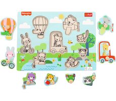 Trefl - Vkladačka - Drevená vkladačka Fisher Price Zvieratká / 18 mesiacov+