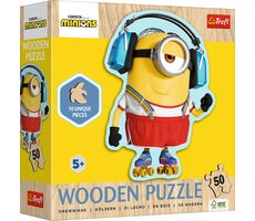 Trefl - Puzzle - Drevené obrysové puzzle Mimoni: Šialený Mimoň / 50 dielikov / 20.8 x 27.4 cm / vek 5+