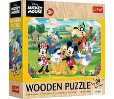 Trefl - Puzzle - Drevené puzzle Mickey a priatelia / 24 dielikov / 28 x 19.5 cm / vek 3+