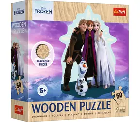 Trefl - Puzzle - Drevené obrysové puzzle Ľadové kráľovstvo: Prima partia / 50 dielikov / 22.4 x 28 cm / vek 5+