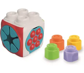 Clementoni Soft Clemmy Vkladacia senzorická kocka s mäkkými kockami / od 6 mesiacov