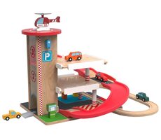 2Kids Toys Drevená garáž s vláčikodráhou / od 3 rokov
