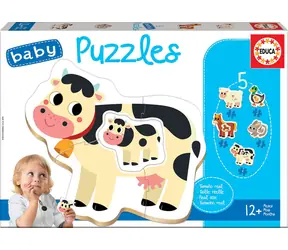 Educa Baby puzzle Zvieratká na farme s mláďatami 5v1 (2-4 dieliky)