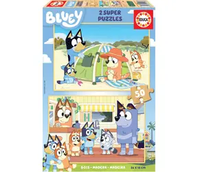Educa Drevené puzzle Bluey / 2x50 dielikov / od 4 rokov
