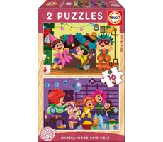 Educa Drevené puzzle Maškarný bál / 2x16 dielikov / od 3 rokov