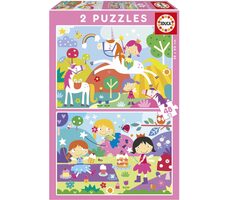 Educa Puzzle Jednorožce a Víly / 2x48 dielikov / od 4 rokov