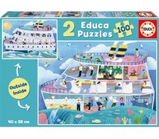 Educa Puzzle Outside Inside Výletná loď / 2x100 dielikov / od 6 rokov