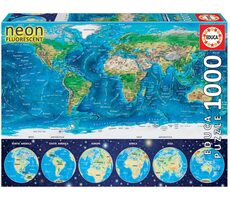 Educa Svietiace puzzle Mapa sveta 1000 dielikov