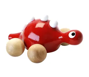 Vilac Drevený dinosaurus na kolieskach červený / od 12 mesiacov