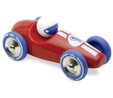 Vilac Závodné auto GM červené s modrými kolesami / od 2 rokov