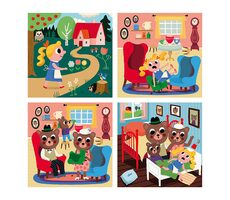 Vilac Drevené puzzle Zlatovláska 4 v 1 / od 2 rokov