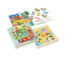 Vilac Drevený set zábavných hier so zvieratkami 4 v 1/ od 5 rokov