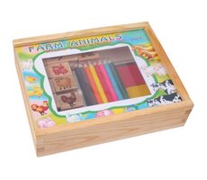 Small Foot Drevené výtvarné hračky set pečiatky farma / od 3 rokov 