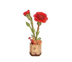 Robotime 3D drevená skladačka Červený klinček