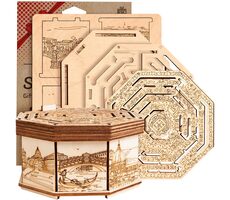 EscapeWelt 3D drevená skladačka hlavolamu Secret Maze Box / Obtiažnosť: ľahká / od 14 rokov