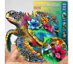 EscapeWelt Drevené puzzle Korytnačka / 200 dielikov / Obtiažnosť: stredná / od 8 rokov
