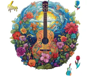 EscapeWelt Drevené puzzle Gitara / 200 dielikov / Obtiažnosť: stredná / od 8 rokov
