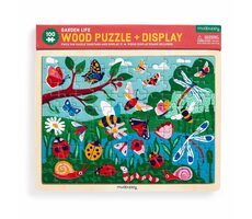 Mudpuppy Drevené puzzle: Život na záhrade + stojan / 100 dielikov / od 5 rokov