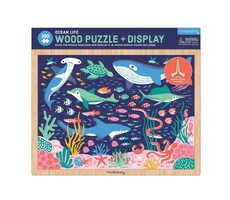 Mudpuppy Drevené puzzle: Život v oceáne + stojan / 100 dielikov / od 5 rokov