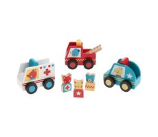 Petit Collage Záchranárske autíčka s figúrkami / od 18 mesiacov