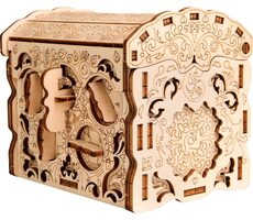 Rozbalené - EscapeWelt 3D drevená skladačka hlavolamu Secret Treasure Box / Obtiažnosť: ľahká / od 14 rokov / rozbalené