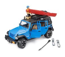 Bruder Jeep Wrangler Rubicon s kajakom a figúrkou / 1:16 / od 4 rokov