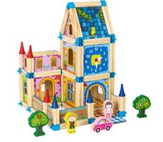 ECOTOYS Drevené kocky Domček / 128 dielikov / od 3 rokov