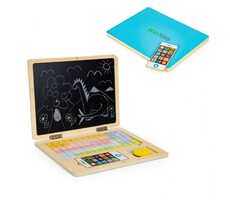 ECOTOYS Drevený notebook s magnetickým monitorom - modrá / od 3 rokov