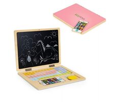 ECOTOYS Drevený notebook s magnetickým monitorom - ružová / od 3 rokov