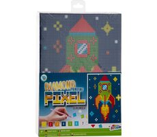 GRAFIX Diamantové maľovanie na ráme Pixel Raketa 15x20cm / od 6 rokov
