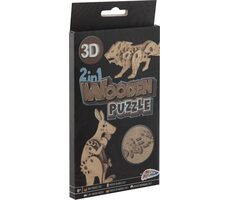 GRAFIX Drevené 3D puzzle 2v1 Kengura a lev / od 8 rokov