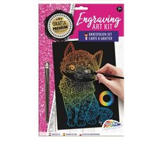 GRAFIX Dúhový škrabací obrázok Mačka / od 7 rokov