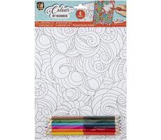 GRAFIX Maľovanie podľa čísel s pastelkami Mandaly a vzory / od 7 rokov