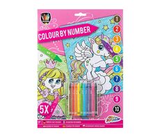 GRAFIX Maľovanie podľa čísel: Jednorožec / od 6 rokov