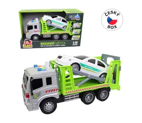 MaDe 16872 - Auto odťahovka s autom, na zotrvačník, so svetlom a zvukom